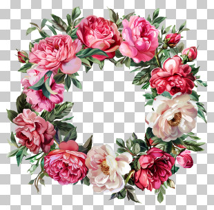 Flower Wreath - Rose Flower Wreath With Pink And White Roses PNG