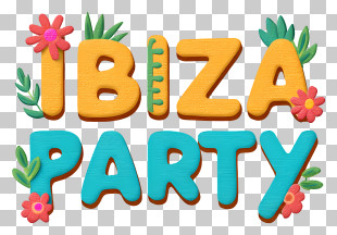 Ibiza Party - Colorful Ibiza Party Text PNG