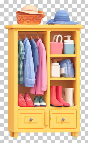 Colorful Yellow Wardrobe Organizer PNG