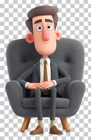 Cartoon Businessman Sit Chair - Cartoon Man Sitting In Chair PNG
