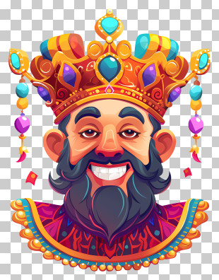 Purim - Colorful King Character Illustration PNG