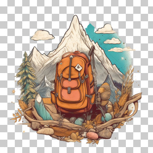 Adventure
 - Hiking Backpack With Mountain Background PNG