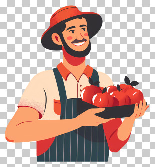 Farmer Holding Apples - Farmer Holding Tomatoes PNG