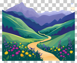 Nature Background - Mountain Path Among The Green Hills PNG