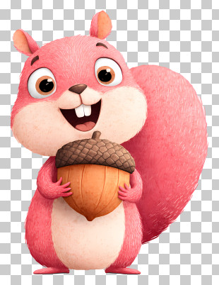 Cartoon Pink Squirrel - Pink Squirrel With Acorn PNG