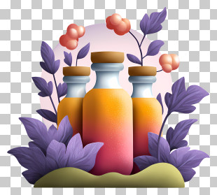 Kombucha - Colorful Bottles With Leaves PNG