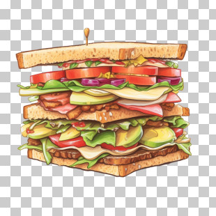Sandwitch - Layered Club Sandwich Illustration PNG