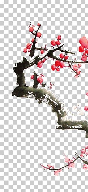 Ameixeira Poster Ink Wash Painting PNG