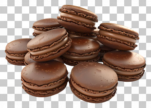 Chocolate Macarons - Delicious Chocolate Macarons Close-Up PNG