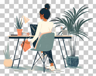 Woman Working - Woman Working At Desk PNG