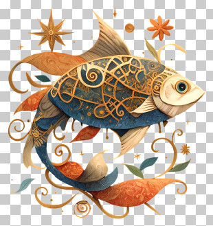 Glittering Fish - Ornate Fish With Intricate Design PNG