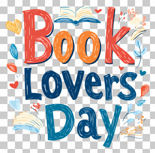 Book Lovers Day Text Design - Book Lovers Day Holiday Illustration PNG