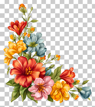 Corner Floral Arrangement - Colorful Floral Arrangement PNG