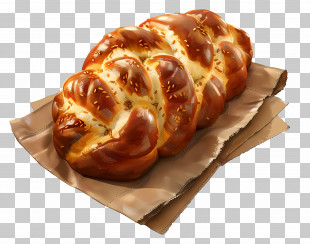 Challah Bread - Braided Loaf Of Bread PNG