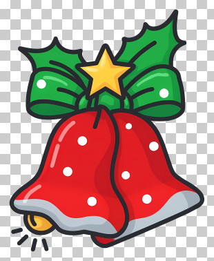 Christmas Bell - Red Christmas Bells With Holly PNG
