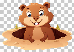 Groundhog Emerging From Hole - Cute Groundhog In Burrow PNG