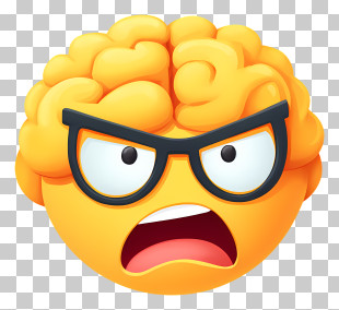 Mind Blown Emoji - Smart Brainy Emoji With Glasses PNG