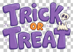 Trick Or Treat - Trick Or Treat With Skull And Purple Text PNG