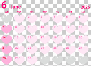 June 2026 Calendar - June 2026 Calendar With Heart Design PNG