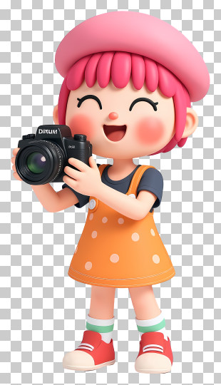 Kawaii Girl With Camera - Pink Beret Girl With Camera PNG