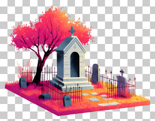 Scary Graveyard - Serene Cemetery With Autumn Tree PNG