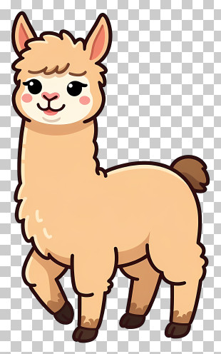 Adorable Beige Llama PNG