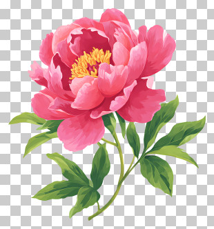 Beautiful Pink Peony Flower Illustration PNG