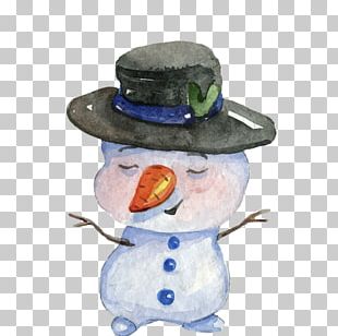 Snowman Watercolor Painting Christmas PNG