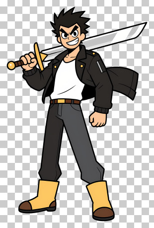 Trunks - Young Swordsman With Giant Sword PNG