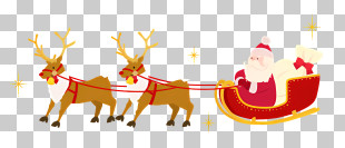 Santa Claus - Santa Claus With Reindeer And Sleigh PNG