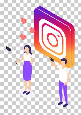 Couple - People Taking Selfies With Instagram Logo PNG