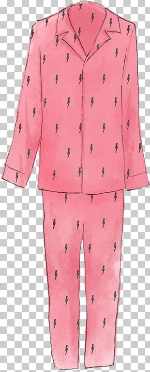 Pajamas Button Outerwear Pink M Sleeve PNG