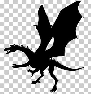 Dragon Silhouette Drawing PNG, Clipart, Artwork, Beak, Bird, Black And ...