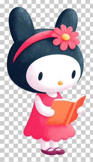 My Melody Reading A Book - Black Bunny Reading A Book PNG