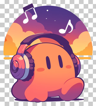 Cute Orange Music Blob PNG