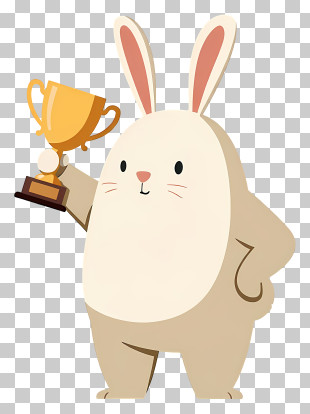 Trophy-Winning Cute Bunny PNG