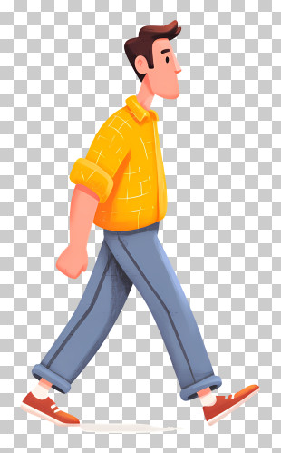Casual Man Walking Side View PNG