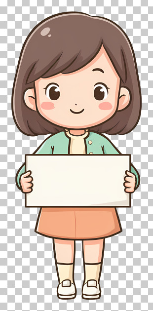 Cute Girl Holding Sign PNG
