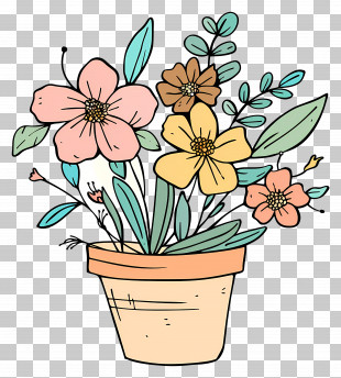 Flower Pot - Cute Cartoon Flower Pot Illustration PNG