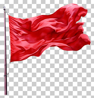 Watercolor Red Flag - Red Flag Waving In The Wind PNG
