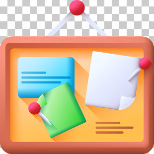 Sticky Notes - Colorful Bulletin Board With Notes And Pins PNG