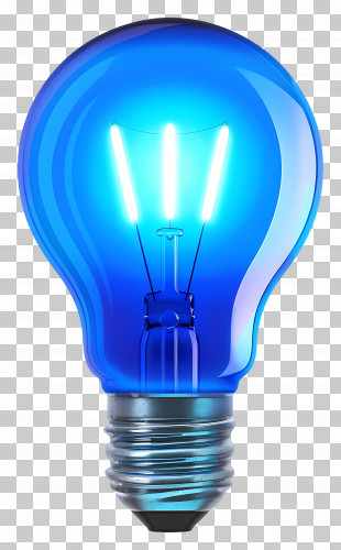 Light Bulb - Modern Blue Electric Light Bulb PNG