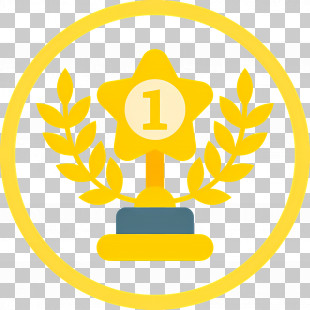 Trophy First - Yellow Trophy Medal Icon With Laurel PNG