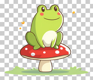 Cartoon Frog On Mushroom - Frog Sitting On A Mushroom PNG
