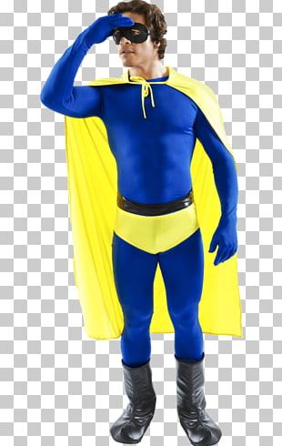Superhero Costume Party Yellow White PNG