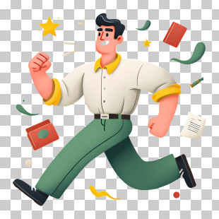 Energetic Businessman Cartoon PNG