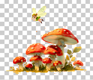 Fairy Over Red Toadstools PNG