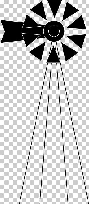 Windmill Wind Turbine Black And White PNG