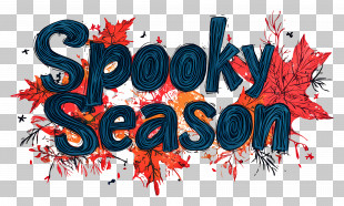 Spooky Season - Spooky Season Text With Autumn Leaves PNG