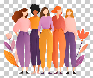 Stylized Women Standing Together PNG